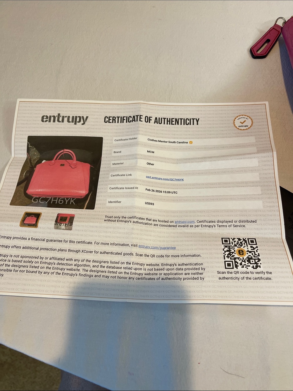 MCM Pink Croc Embossed Leather Satchel Bag w/ Keys & Entrupy Authenticationy - Picture 15 of 17